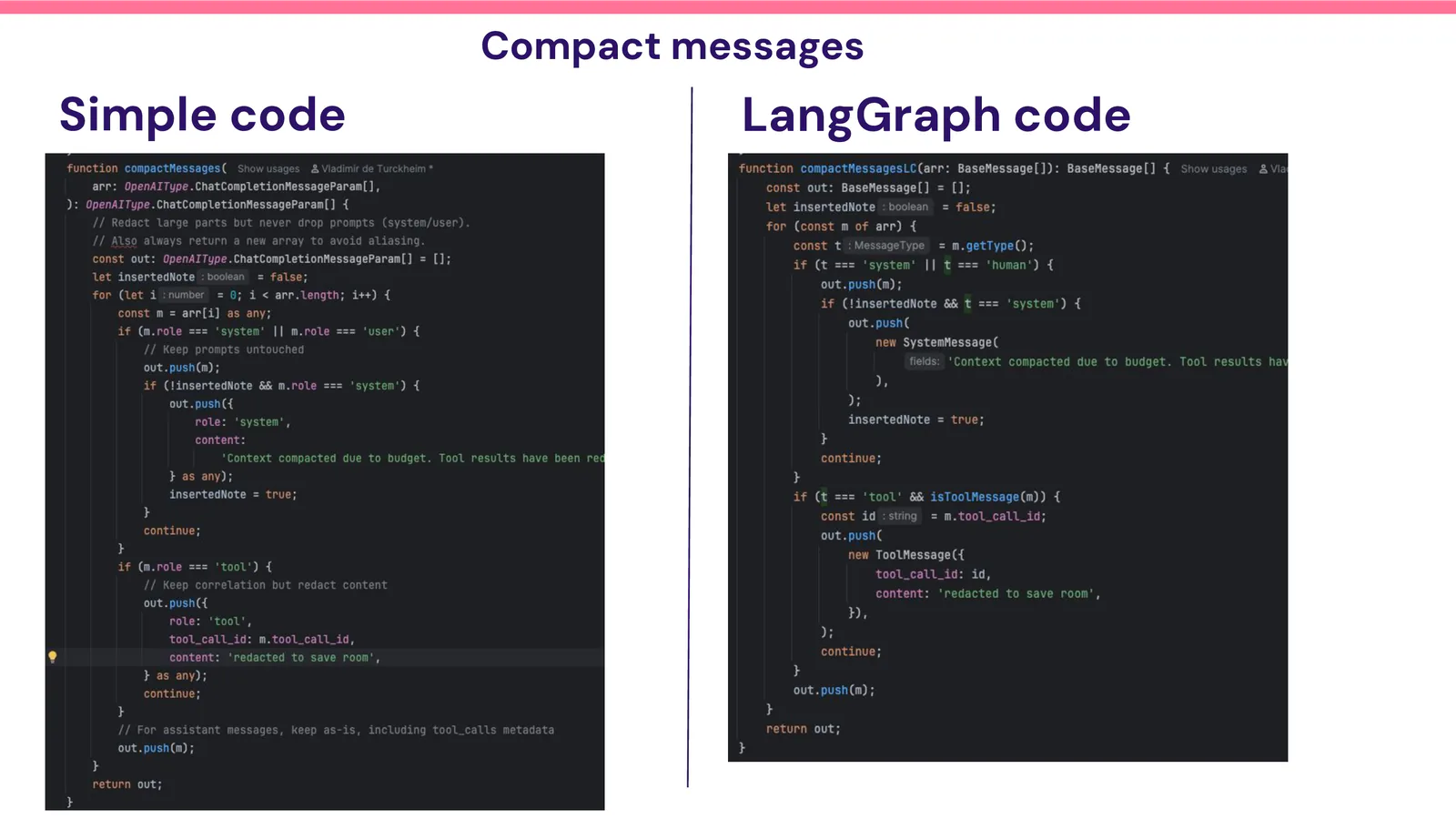 Compacting messages