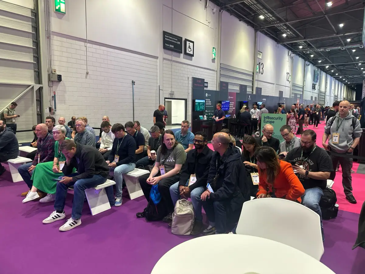 Attendees seated at the Cyber Startups stage during the Konvu talk