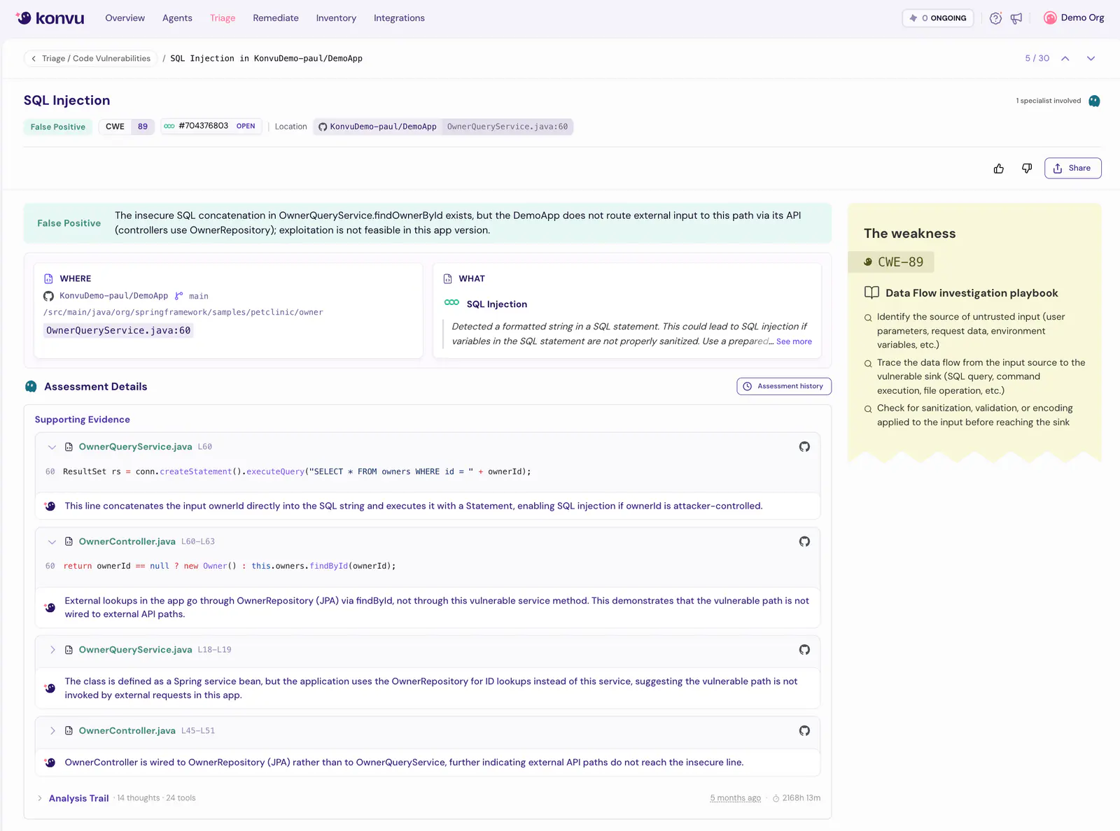 Data flow analysis dashboard